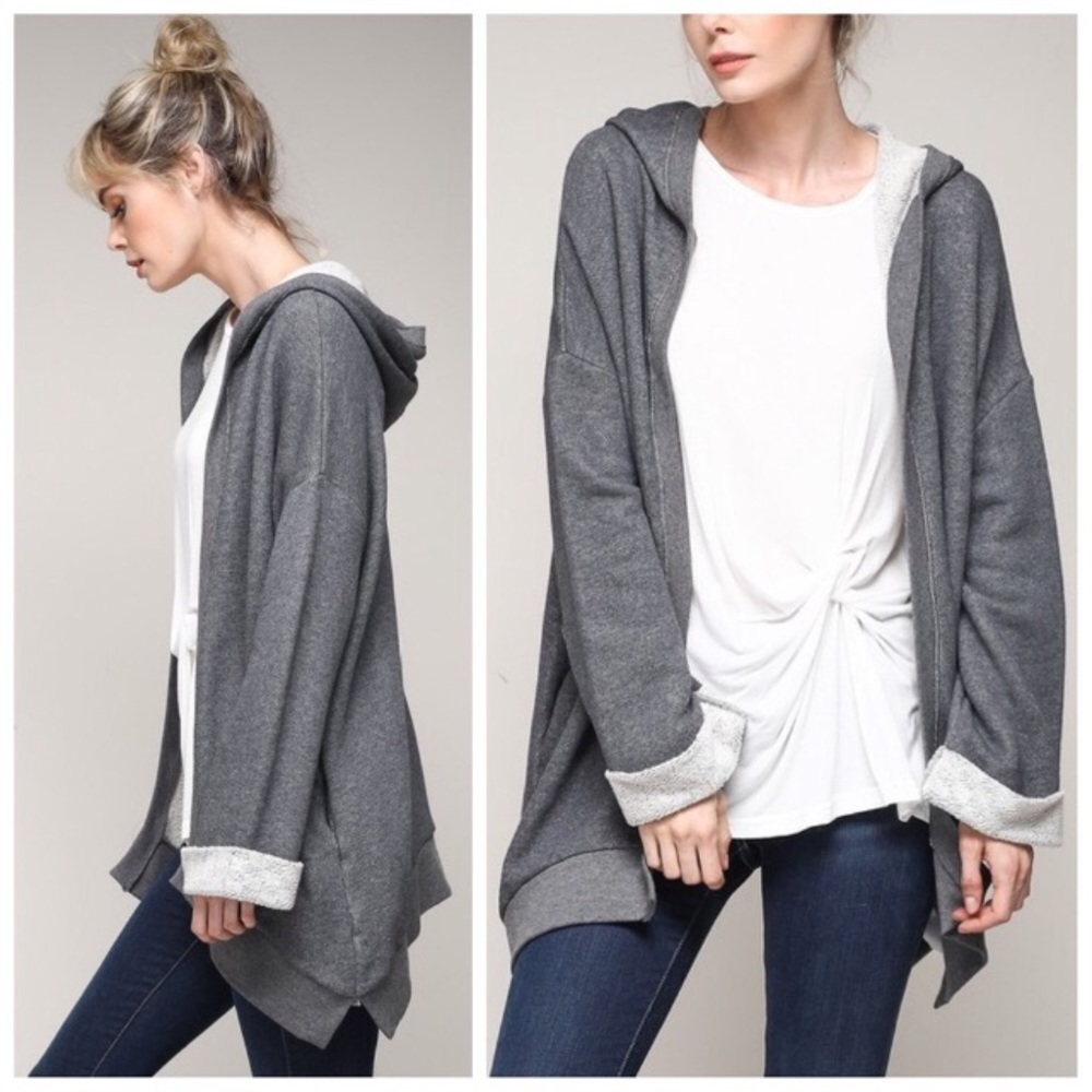 Charcoal French cardigan sweater